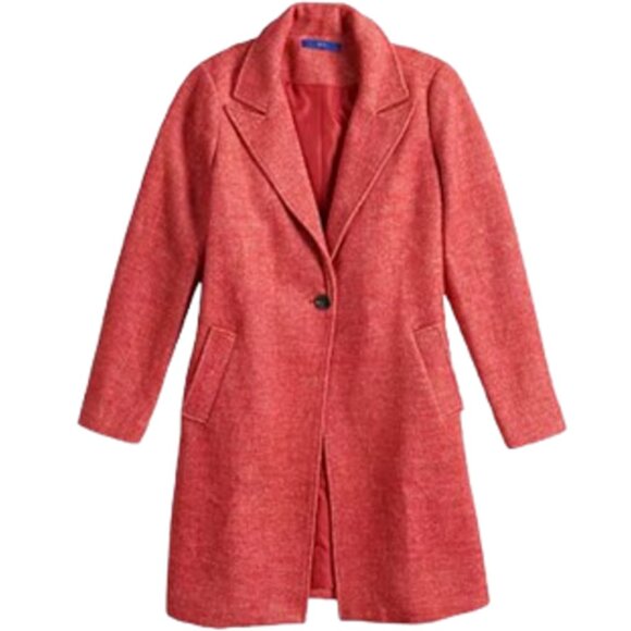 Apt. 9 Women's Red Herringbone Long Topper Coat XXL - Picture 1 of 8